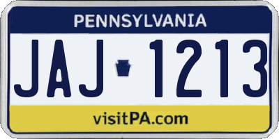 PA license plate JAJ1213