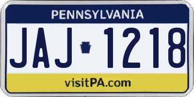 PA license plate JAJ1218