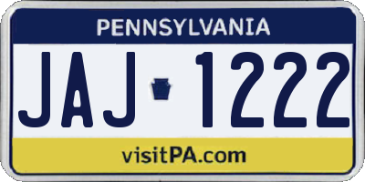 PA license plate JAJ1222