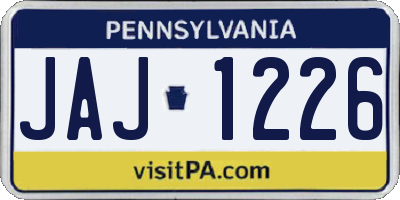 PA license plate JAJ1226