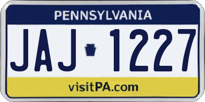 PA license plate JAJ1227