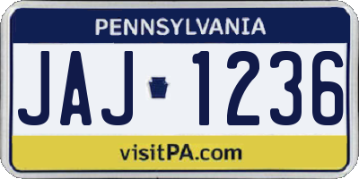 PA license plate JAJ1236