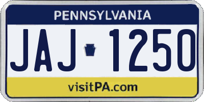 PA license plate JAJ1250