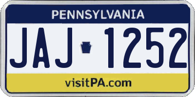 PA license plate JAJ1252