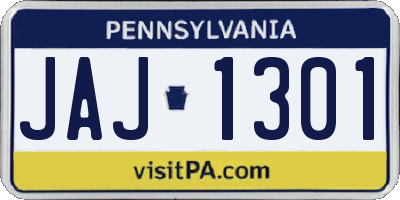PA license plate JAJ1301