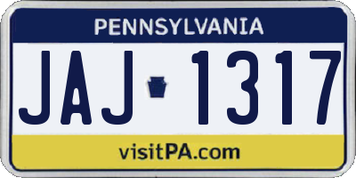 PA license plate JAJ1317