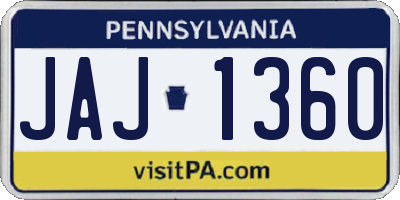PA license plate JAJ1360