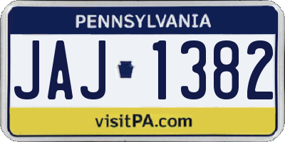 PA license plate JAJ1382