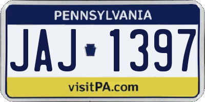 PA license plate JAJ1397