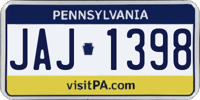 PA license plate JAJ1398