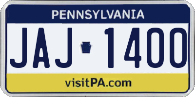 PA license plate JAJ1400