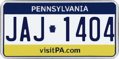 PA license plate JAJ1404
