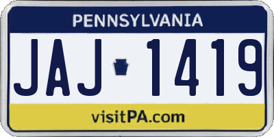 PA license plate JAJ1419