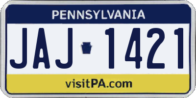 PA license plate JAJ1421