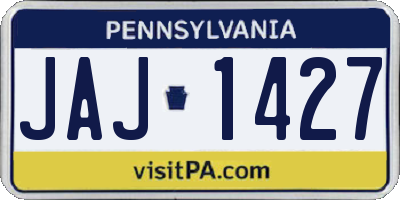 PA license plate JAJ1427