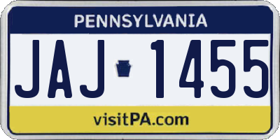 PA license plate JAJ1455