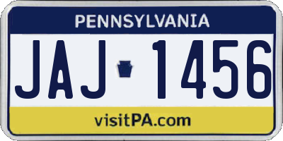 PA license plate JAJ1456