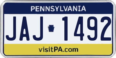 PA license plate JAJ1492