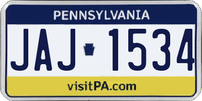PA license plate JAJ1534