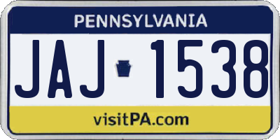 PA license plate JAJ1538
