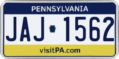 PA license plate JAJ1562