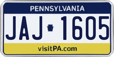 PA license plate JAJ1605