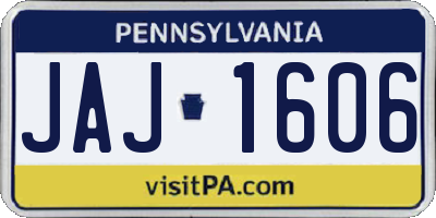 PA license plate JAJ1606