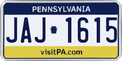 PA license plate JAJ1615
