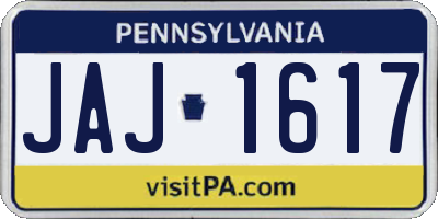 PA license plate JAJ1617