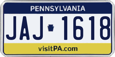PA license plate JAJ1618