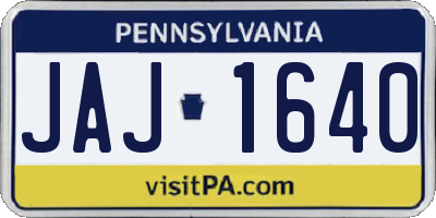 PA license plate JAJ1640