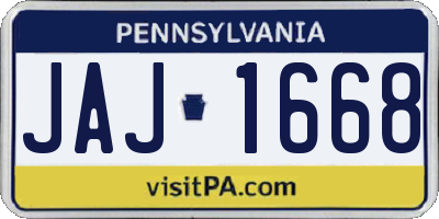 PA license plate JAJ1668