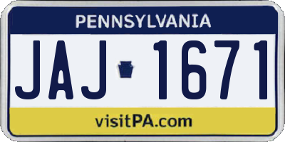 PA license plate JAJ1671