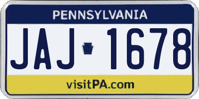PA license plate JAJ1678