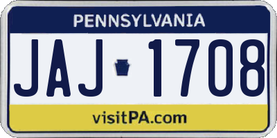 PA license plate JAJ1708