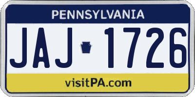 PA license plate JAJ1726