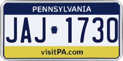 PA license plate JAJ1730