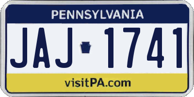 PA license plate JAJ1741