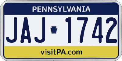 PA license plate JAJ1742