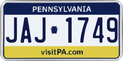 PA license plate JAJ1749