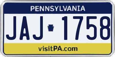 PA license plate JAJ1758