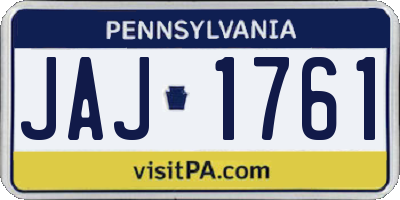 PA license plate JAJ1761