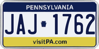 PA license plate JAJ1762