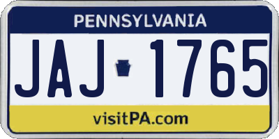 PA license plate JAJ1765