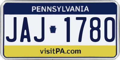 PA license plate JAJ1780