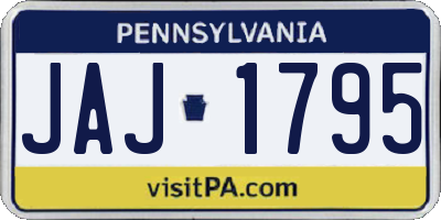 PA license plate JAJ1795