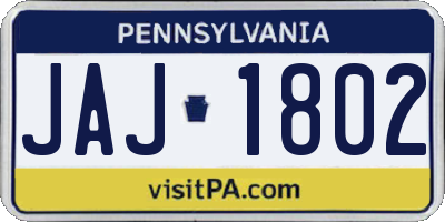 PA license plate JAJ1802