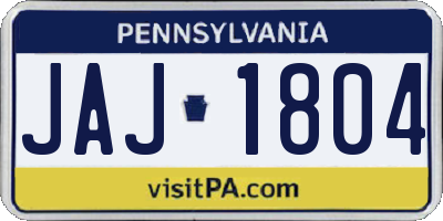PA license plate JAJ1804