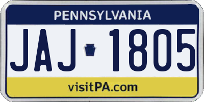 PA license plate JAJ1805