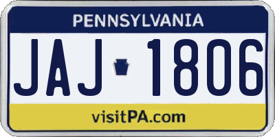 PA license plate JAJ1806